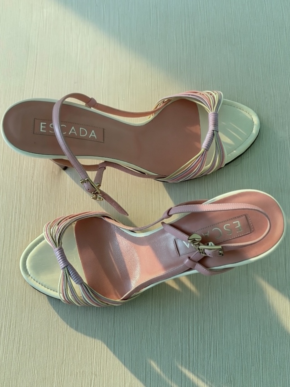 Vintage ESCADA Y2K Pastel Leather Strappy Heels EU 39
